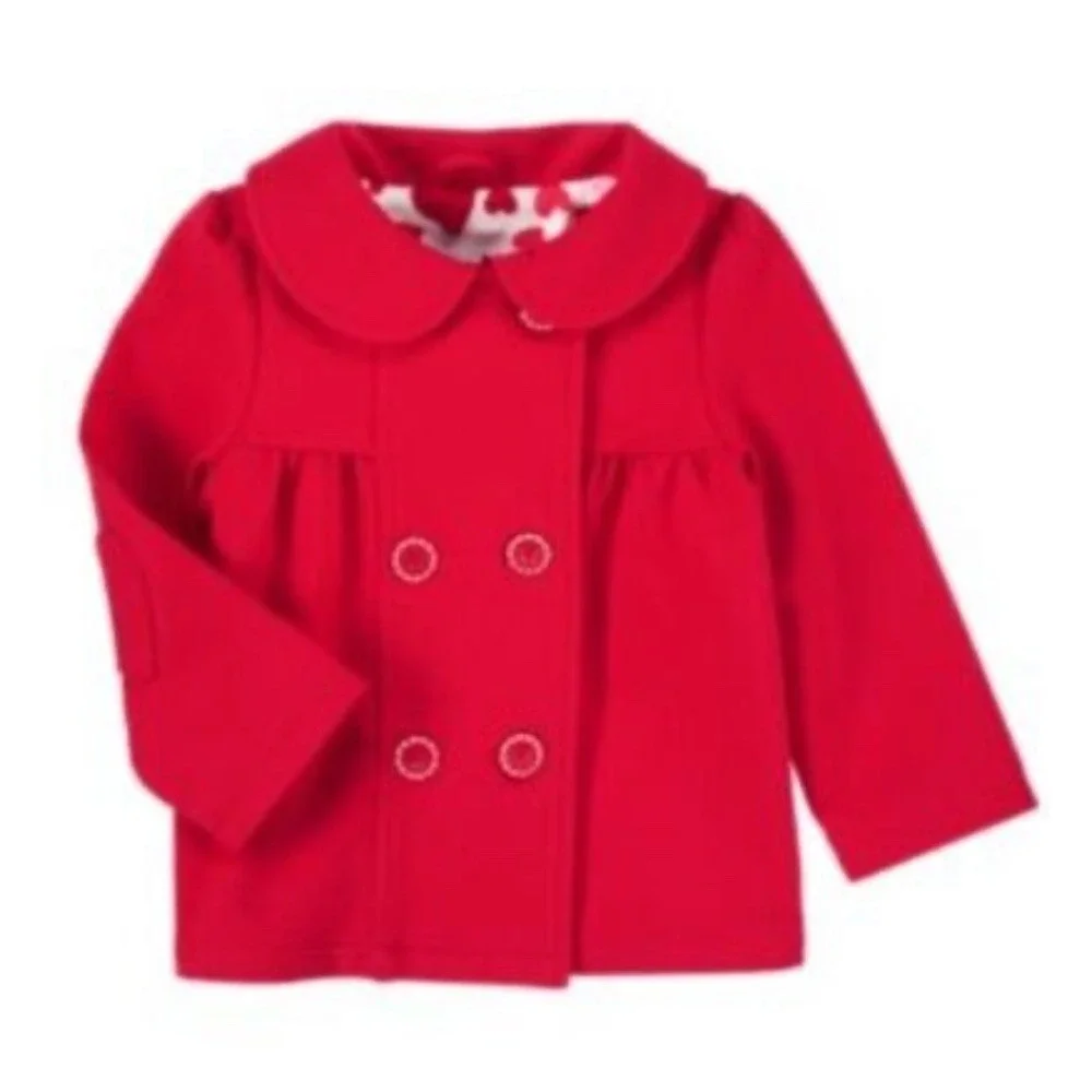 GYMBOREE HEART RED PONTE JACKET Size 2T/3T heart lining‎